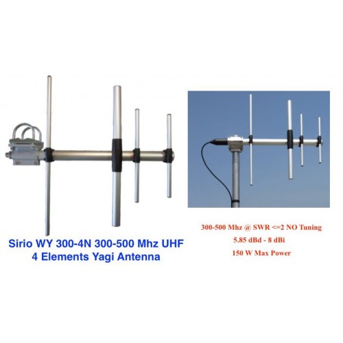 Sirio WY300-4N 300-500Mhz 4 Elements UHF Yagi Antenna (image for) Sirio WY300-4N 300-500Mhz 4 Elements UHF Yagi Antenna