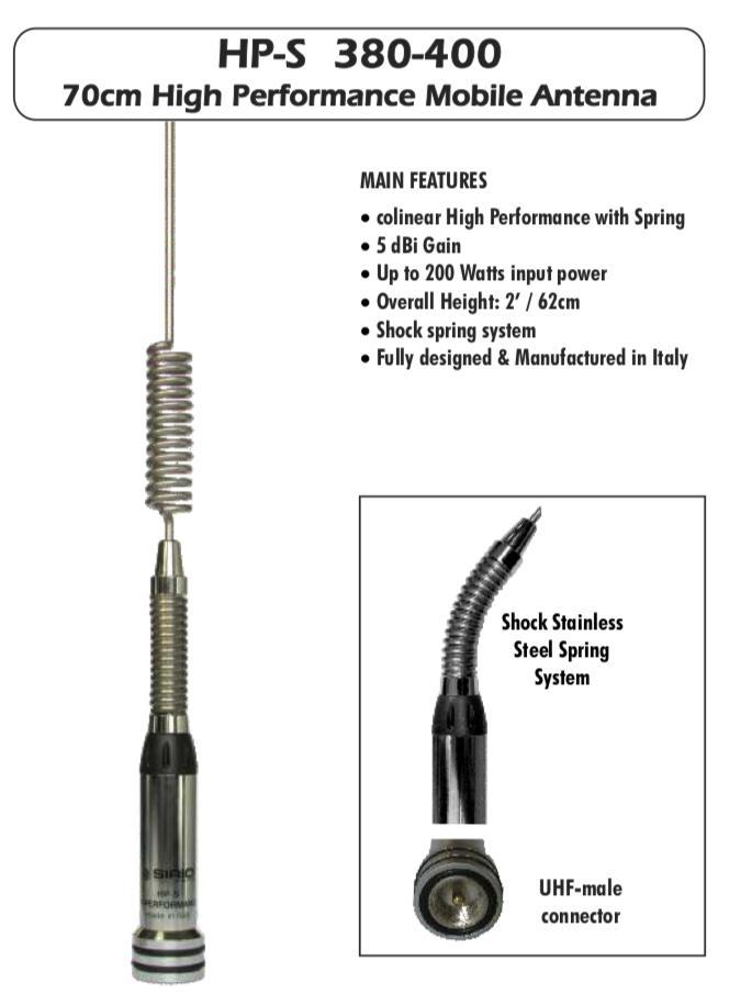 Sirio HP-S 380-400 TETRA High performance Tunable Antenna